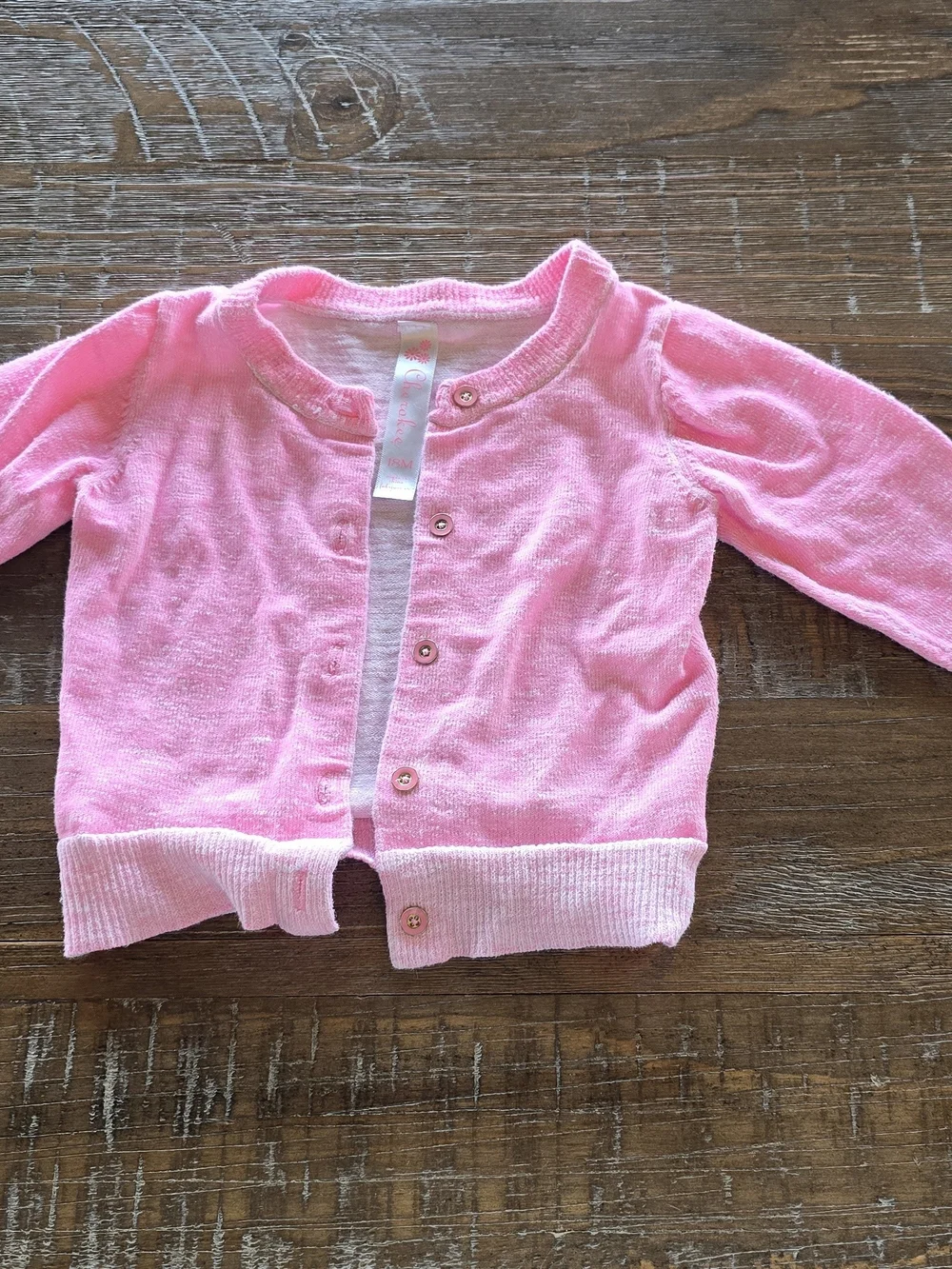Cherokee Pink Button-Front Cardigan 18M